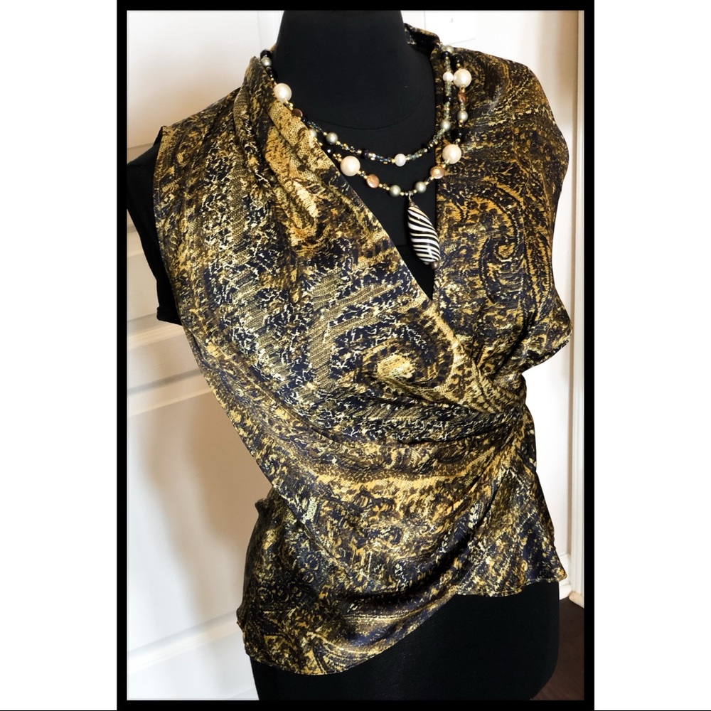 Lafayette 148 New York Silk Wraparound Top Sz Sm